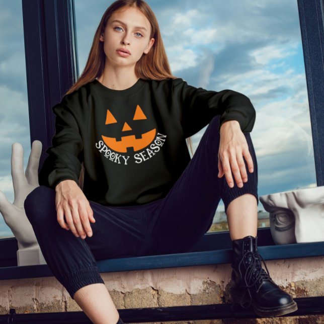 Sweatshirt Face du Citrouille Halloween Jack-o'-lantern (Créateur téléchargé)