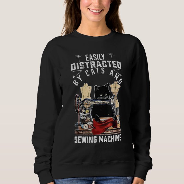 Sweatshirt Facile À Distraire Par Les Chats Et La Quilte De M (Devant)
