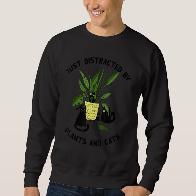 Sweatshirt Facile À Distraire Par Les Plantes Et Chats Chaton (Devant)