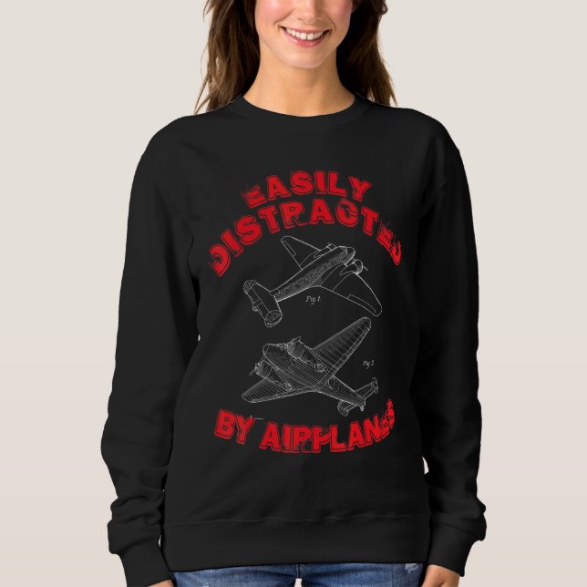 Sweatshirt Facilement Distrait Par Avion Avion Avion Avion (Devant)