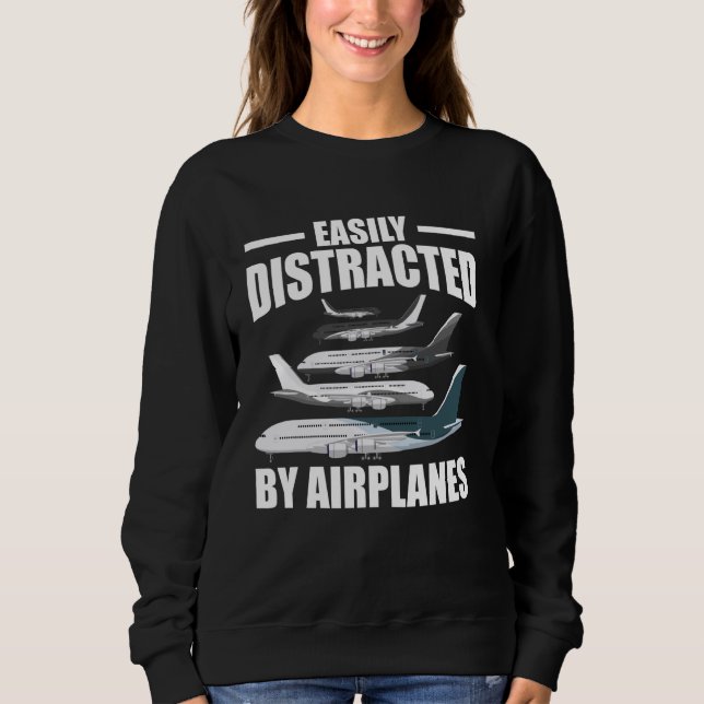 Sweatshirt Facilement Distrait Par Avion Pilote Instru Vol (Devant)