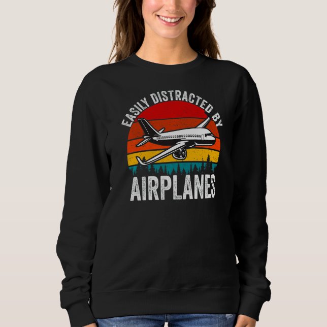 Sweatshirt Facilement Distrait Par Avion Plan Pilote Aéronaut (Devant)
