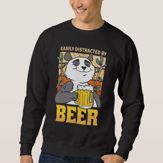 Sweatshirt Facilement Distrait par Bière Panda Hommes Mariés  (Devant)