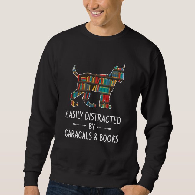 Sweatshirt Facilement Distrait Par Caracals & Livres Lover Ca (Devant)
