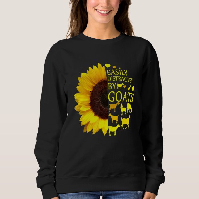 Sweatshirt Facilement Distrait Par Chèvre Tournesol Pour Chèv (Devant)