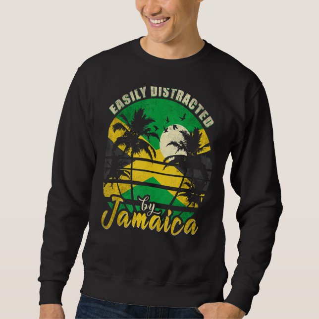 Sweatshirt Facilement Distrait Par Jamaïque Retro Jamaïcain (Devant)