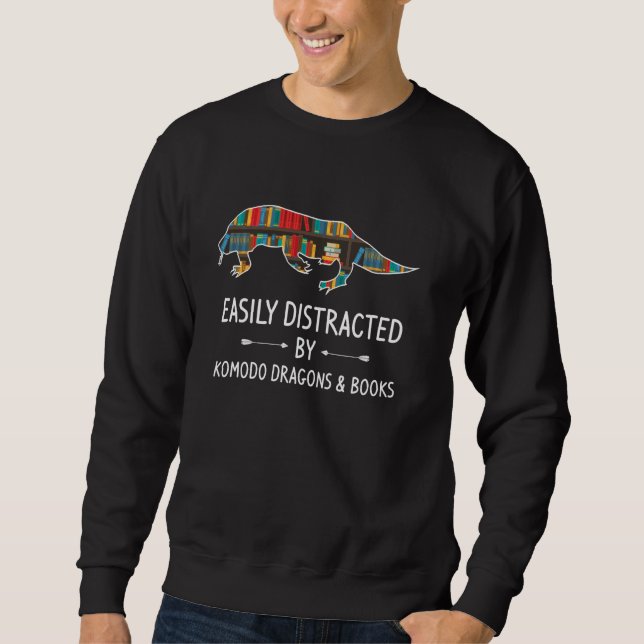 Sweatshirt Facilement Distrait Par Komodo Dragons & Lover De  (Devant)
