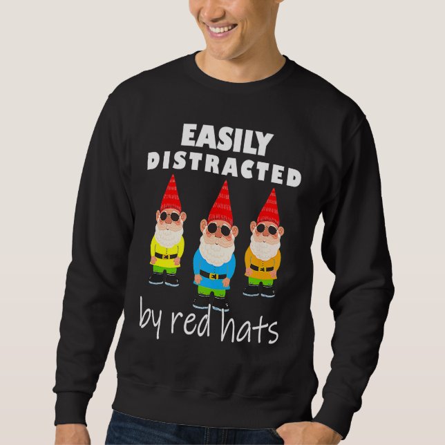 Sweatshirt Facilement distrait par les chapeaux rouges Jardin (Devant)