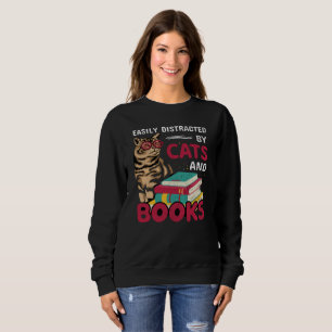 Sweatshirt Facilement Distrait Par Les Chats Et Les Livres Mi