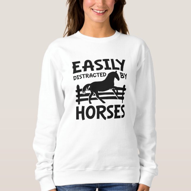 Sweatshirt Facilement Distrait Par Les Chevaux (Devant)