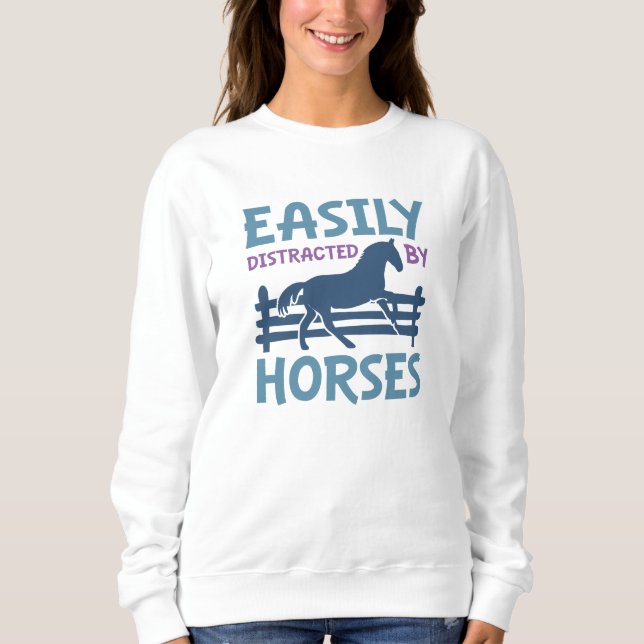 Sweatshirt Facilement Distrait Par Les Chevaux (Devant)