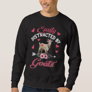 Sweatshirt Facilement Distrait Par Les Chèvres Cute Fleur Chè