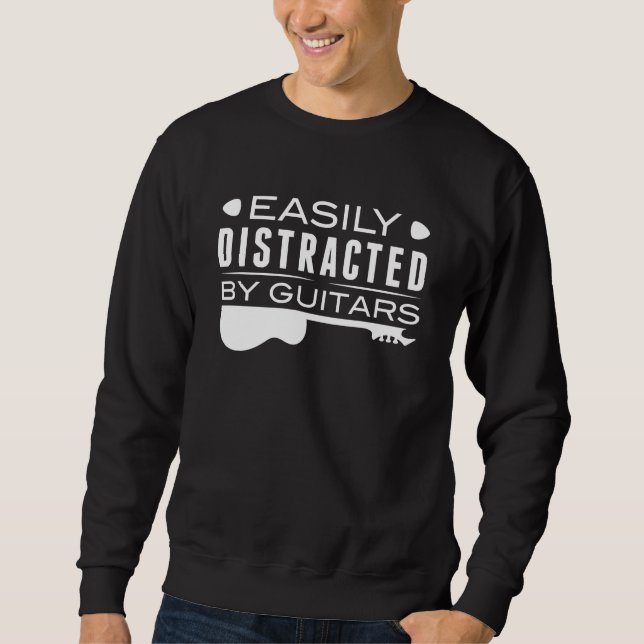 Sweatshirt Facilement Distrait Par Les Guitares (Devant)