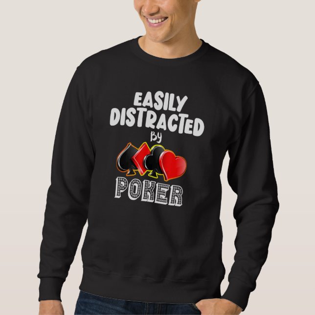 Sweatshirt Facilement Distrait Par Les Jeux De Cartes De Poke (Devant)