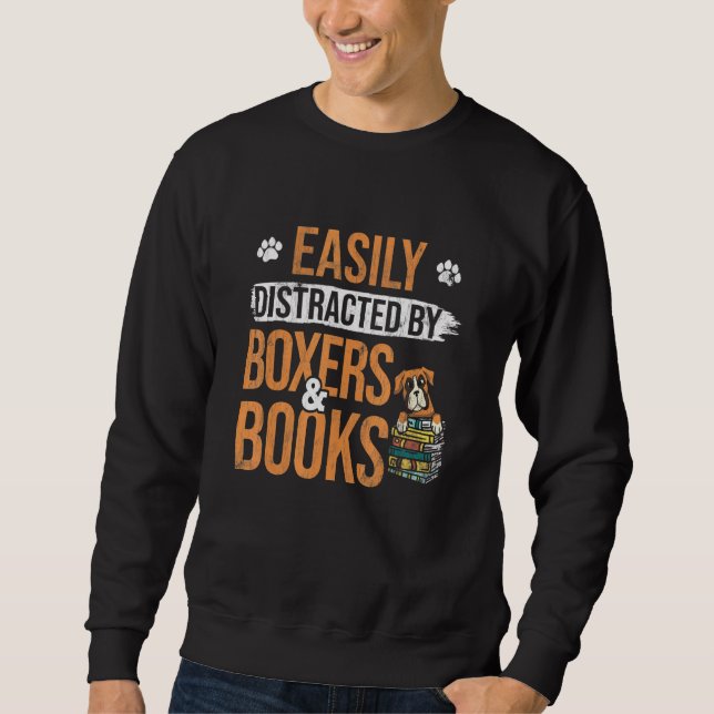 Sweatshirt Facilement Distrait Par Les Livres Et Le Chien De  (Devant)