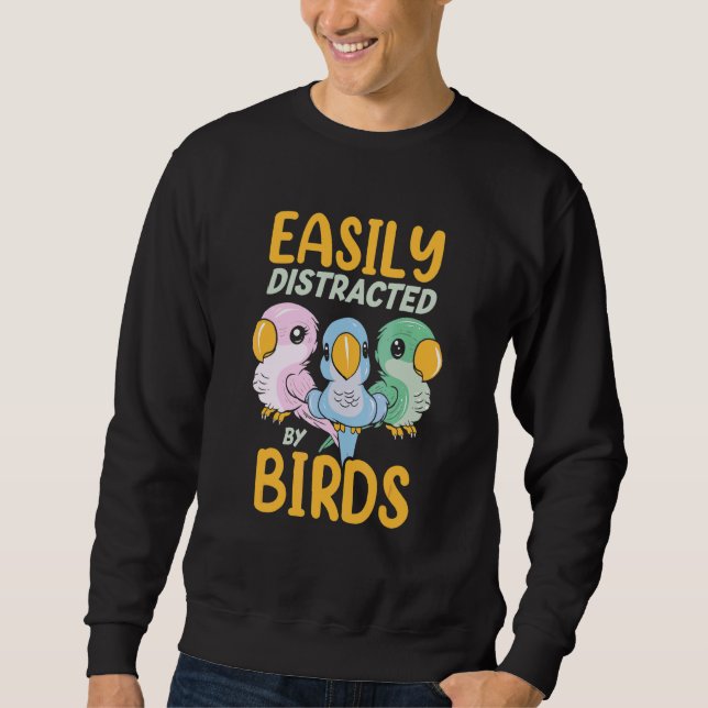 Sweatshirt Facilement Distrait Par Les Oiseaux   Perroquet   (Devant)