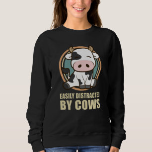 Sweatshirt Facilement Distrait Par Les Vaches Cadeau d'amour