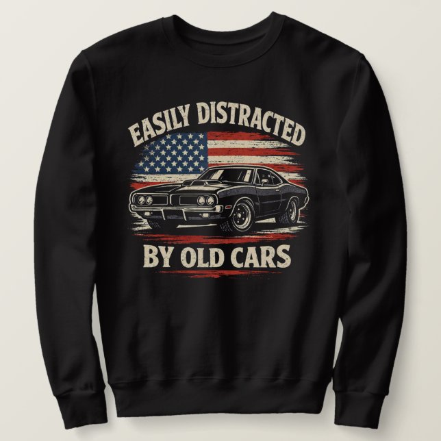Sweatshirt Facilement distrait par les vieilles voitures Amat (Design devant)