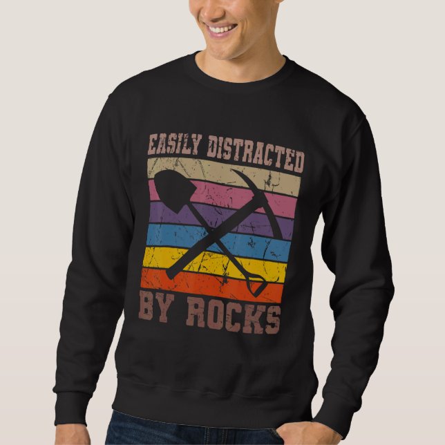 Sweatshirt Facilement Distrait Par Rocks Géologue Vintage Roc (Devant)
