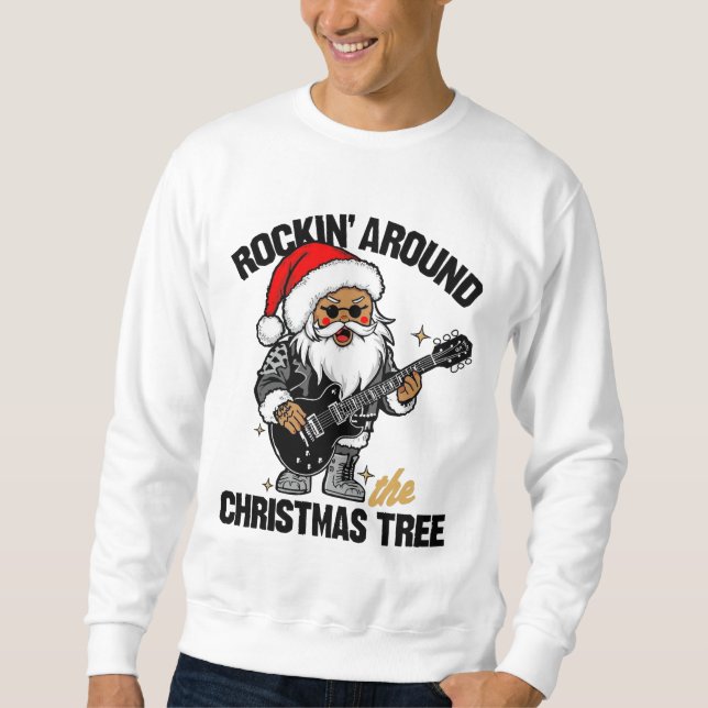 Sweatshirt Faire du Rock autour du sapin de Noël  (Devant)
