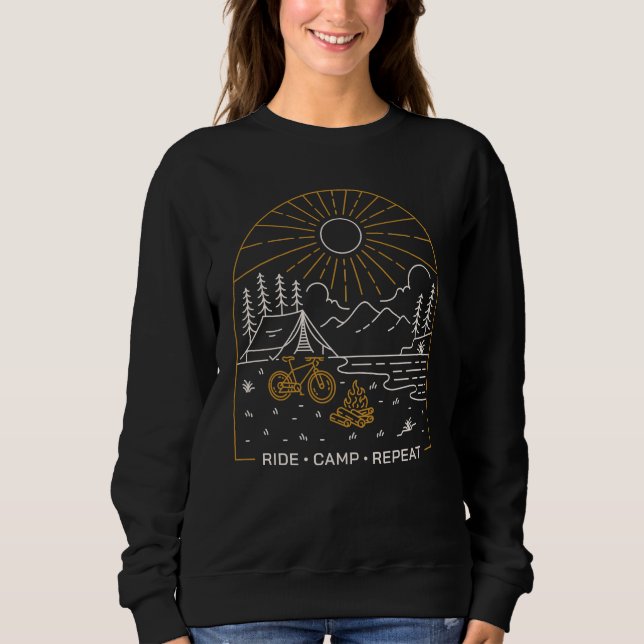 Sweatshirt Faire du vélo, camper, recommencer (Devant)