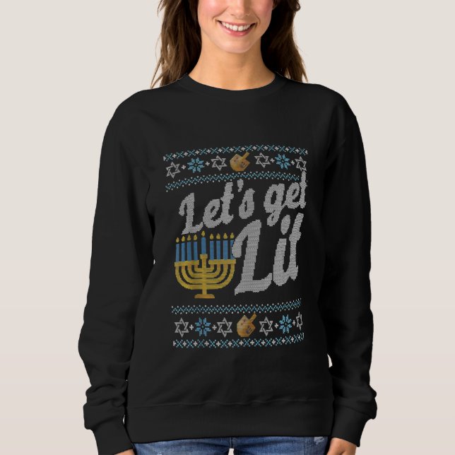 Sweatshirt Faisons Lit Chemise Ugly Hanoukka Channukah (Devant)