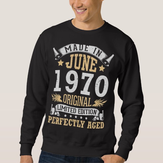 Sweatshirt Fait En Juin 1970 Original Parfaitement Âgé 52 (Devant)