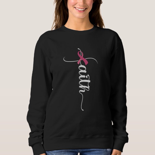 Sweatshirt Faith Cross Christian Breast Cancer Awareness (Devant)