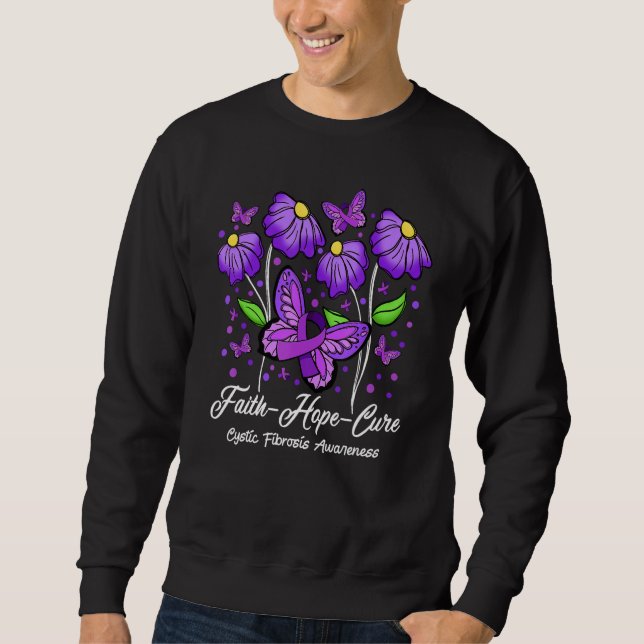 Sweatshirt Faith Hope Cure Flower Butterfly Cystic Fibrosis (Devant)
