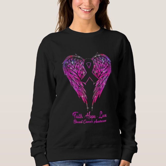 Sweatshirt Faith Hope Love Wings T-Shirt Cancer du sein (Devant)