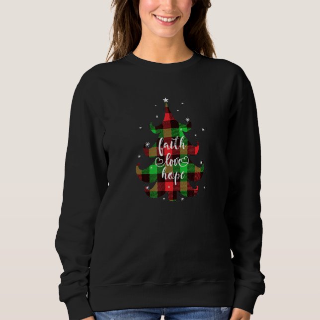 Sweatshirt Faith Love Hope Christian Buffalo Christmas Plaid (Devant)