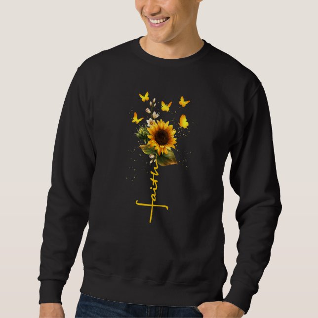Sweatshirt Faith Sunflower Butterflies Christian Religious Je (Devant)