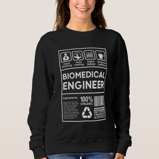 Sweatshirt Faits d'ingénieur biomédical Étiquette Ingénieur b (Devant)