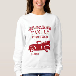 Sweatshirt Famille Camion de ferme Nom personnalisé Noël