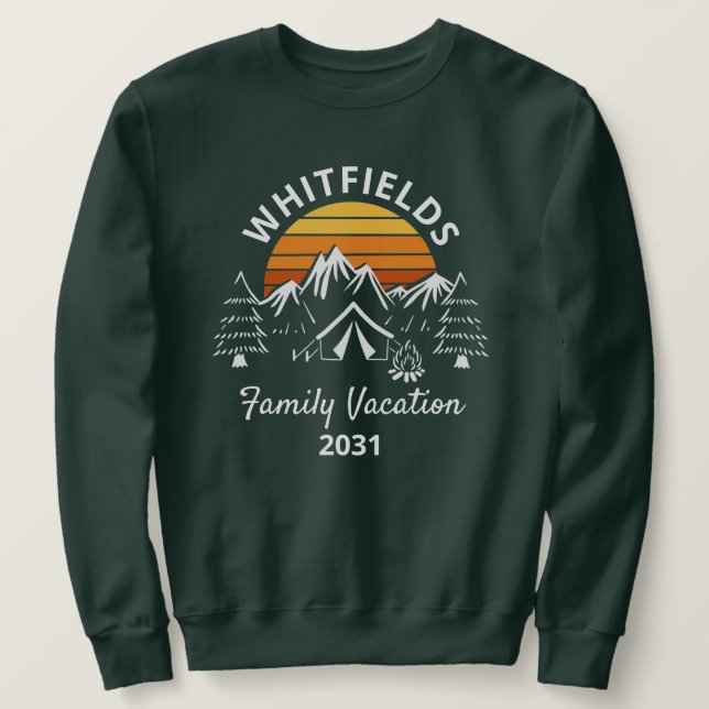 Sweatshirt Famille Camping vacances Nom de famille Personnali (Design devant)