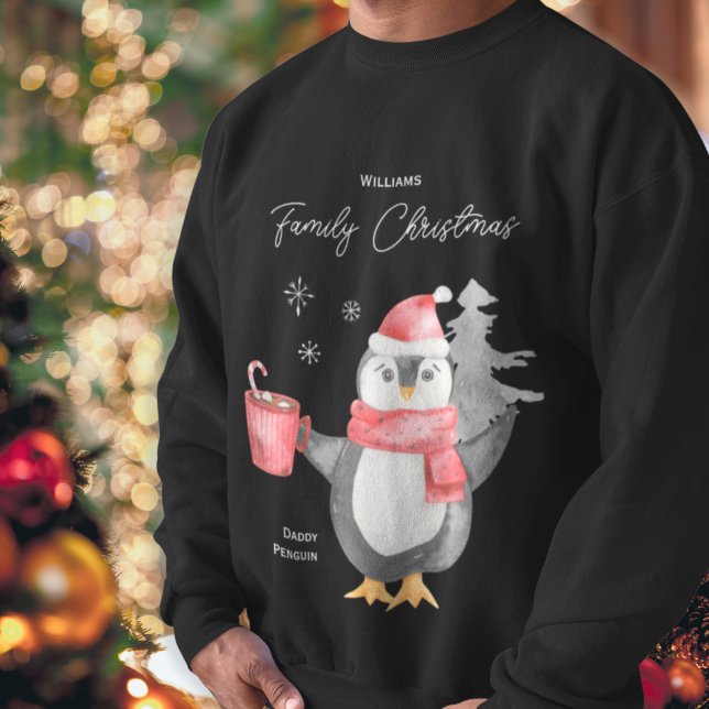 Sweatshirt Famille de Pingouin mignonne Correspondant Noël Pa (Créateur téléchargé)
