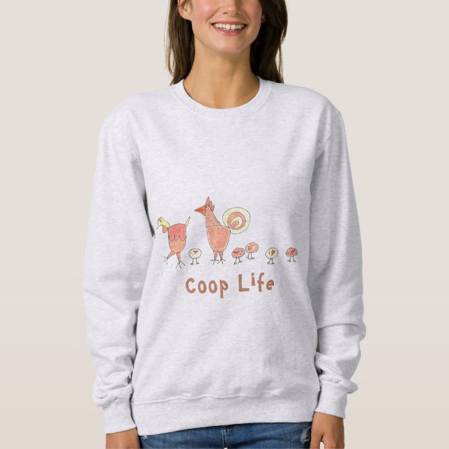 Sweatshirt Famille de poulets Illustré Coop Life (Devant)