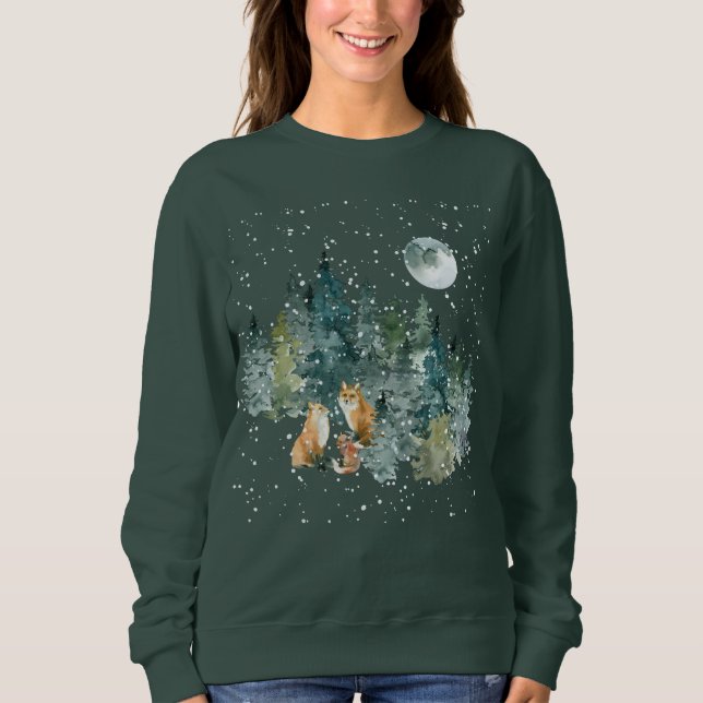 Sweatshirt Famille de renards dans une forêt enneigée sous la (Devant)