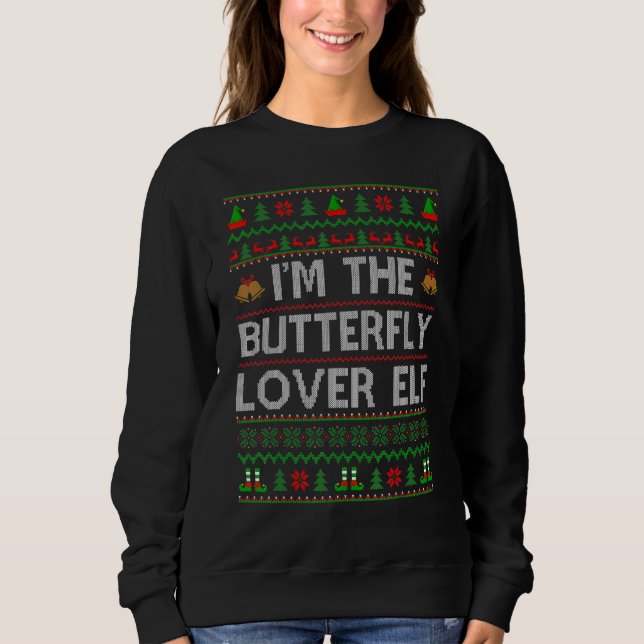 Sweatshirt Famille Matching Ugly Je suis Le Papillon Elf Chri (Devant)