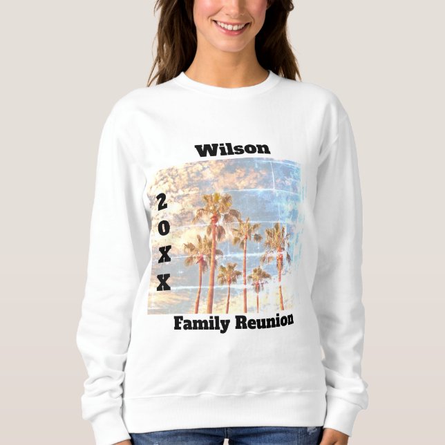 Sweatshirt Famille Réunion Faded Photo Palmes Vintages Keepsa (Devant)