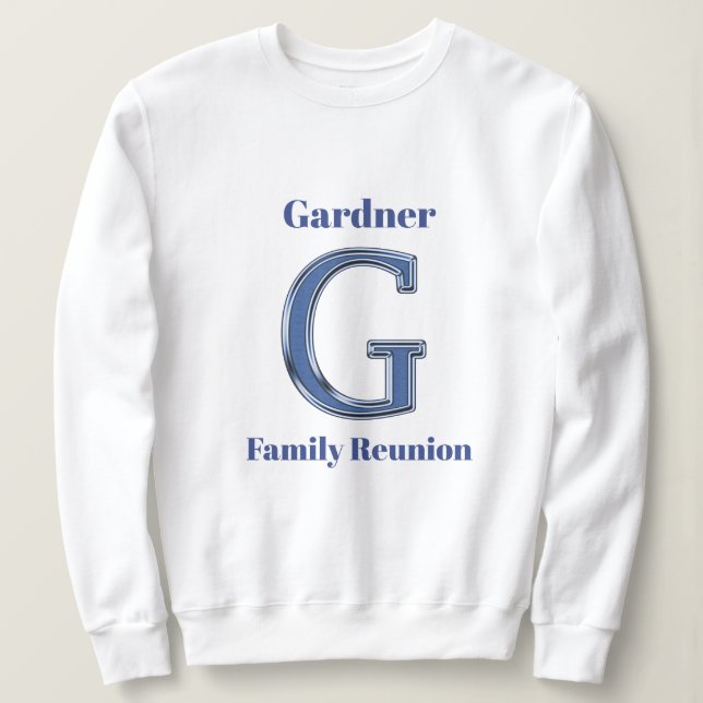 Sweatshirt Famille Réunion Nom Lettre G Bleu initial (Design devant)
