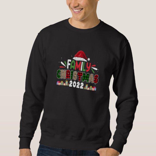 Sweatshirt Family Christmas 2022 Leopard Buffalo Plaid Red Gr (Devant)