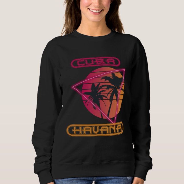 Sweatshirt Family Vacation Cuba Havana Palm tree Beach Ocean (Devant)