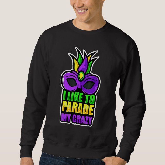 Sweatshirt Fancy Mardi Gras Costume De Fête J'Aime Parade Mon (Devant)