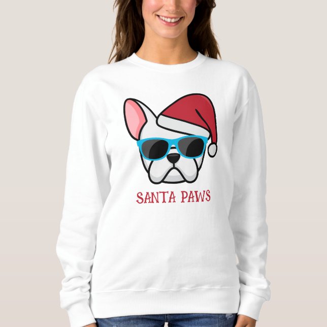 Sweatshirt Fantaisie blanche Père Noël Paws Noël (Devant)