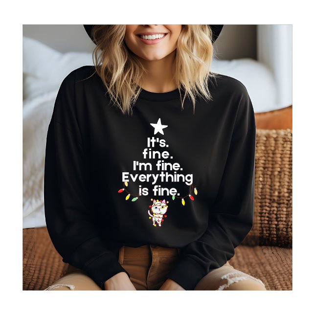 Sweatshirt Fantaisie féline feux de Noël c'est bien (Créateur téléchargé)