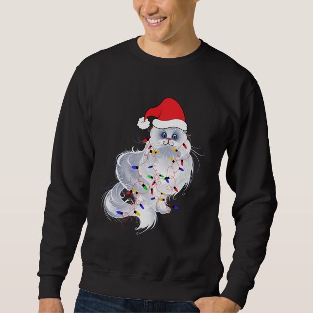Sweatshirt Fantaisie Noël Perse Chat Lumières Noël Père Noël  (Devant)