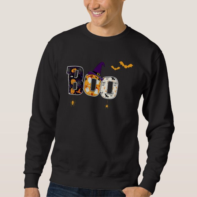 Sweatshirt Fantôme avec araignées et chapeau de sorcière Hall (Devant)