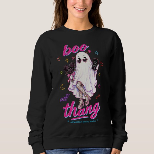 Sweatshirt Fantôme Boo Thang avec des roses à filets et des l (Devant)