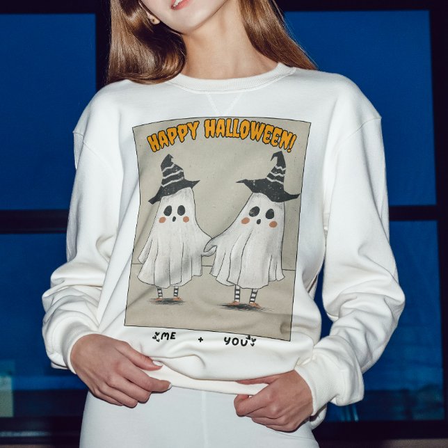 Sweatshirt Fantôme d'Halloween rétro pour les couples (Créateur téléchargé)
